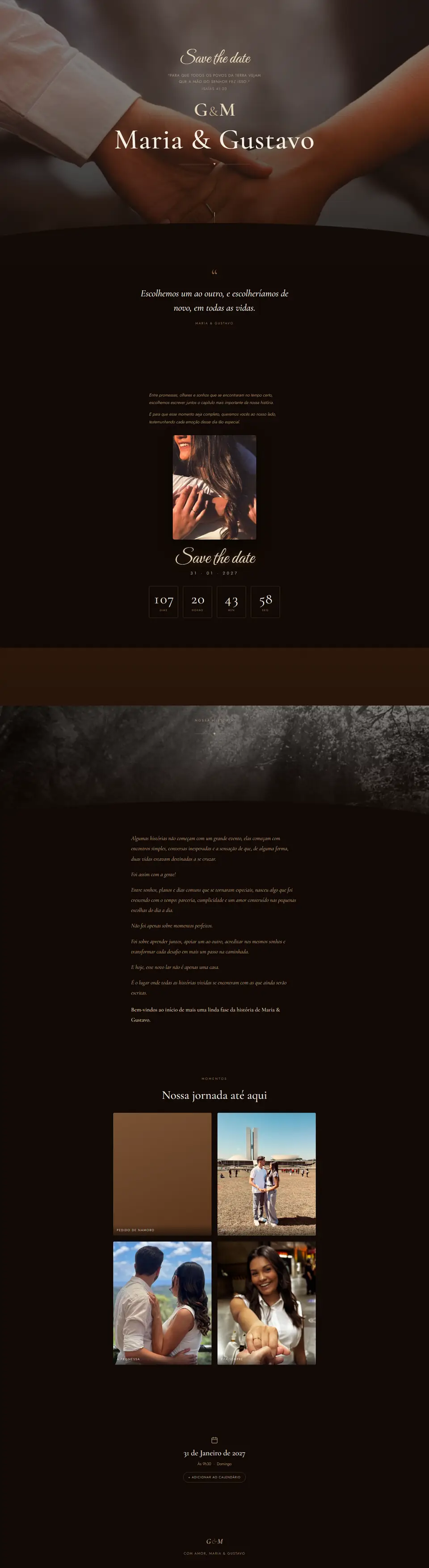 Site do casamento — página completa