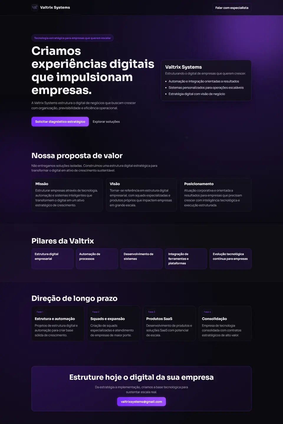 Valtrix Systems — página completa
